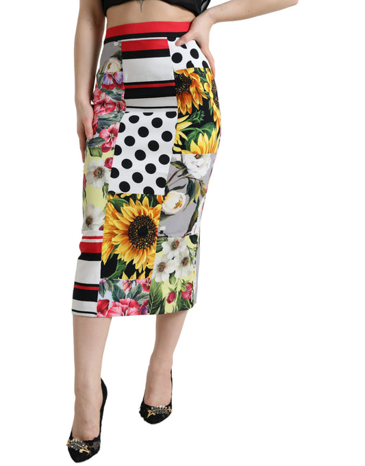 Glamorous High Waist Patchwork Midi Skirt