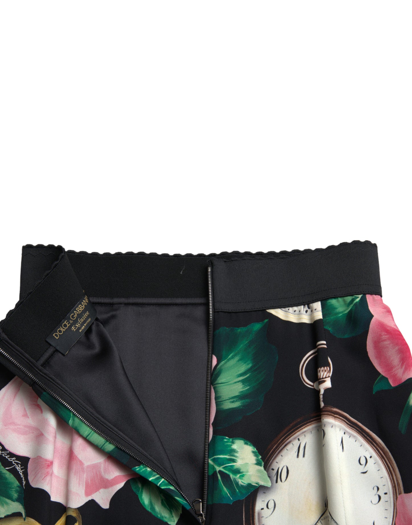 High Waist Silk Pencil Midi Skirt with Floral Print
