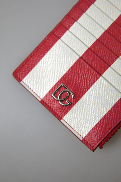Elegant Striped Leather Card Holder