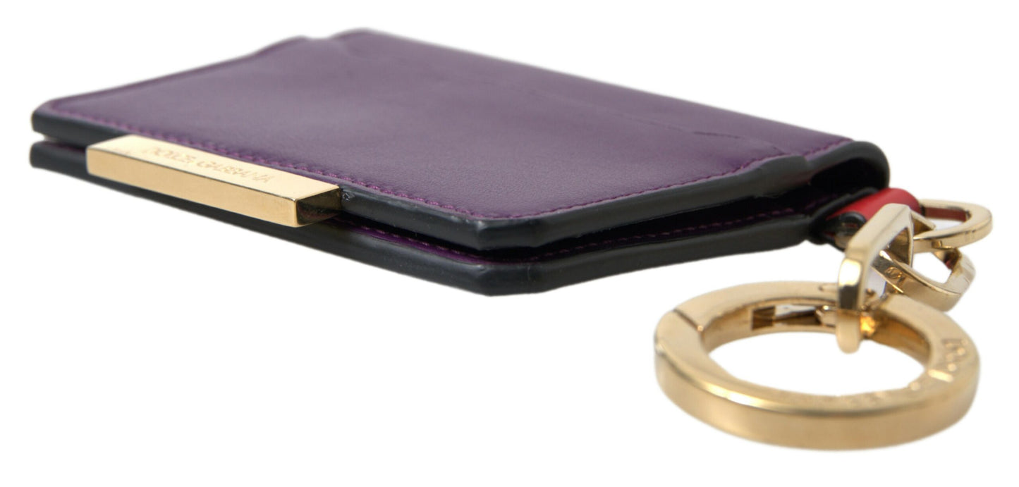 Purple Leather French Flap Wallet