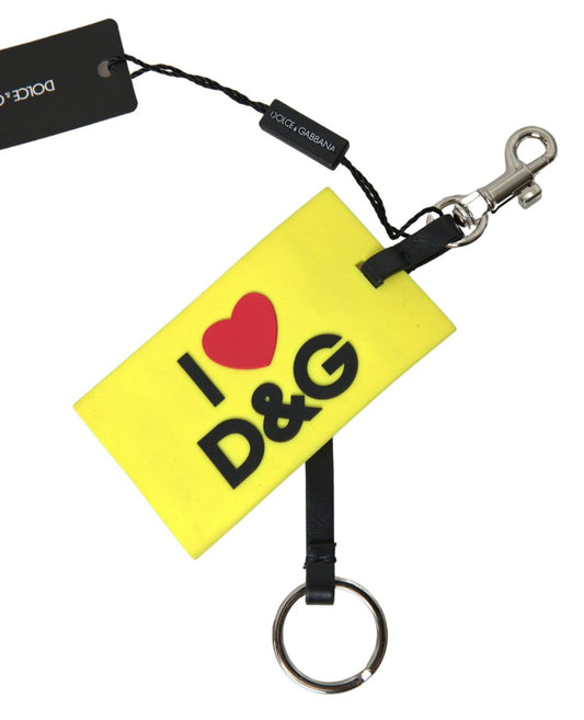 Yellow Silicone DG Logo Gold Brass Keyring Keychain