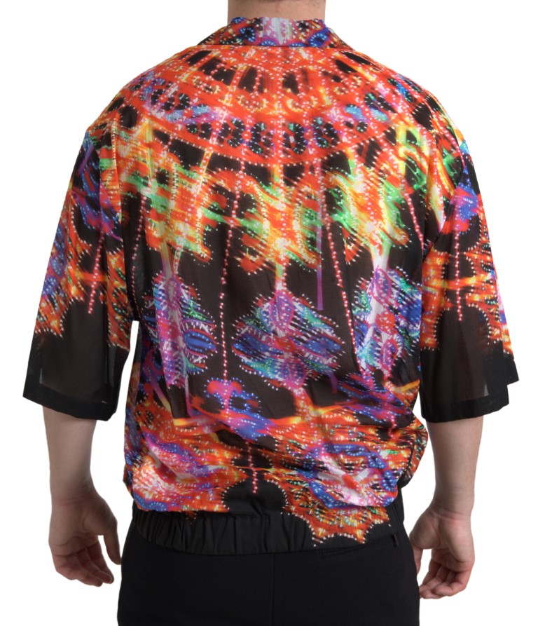 Multicolor Luminarie Print Cotton Polo Shirt