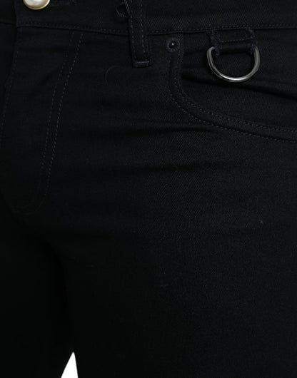 Black Cotton Stretch Skinny Denim Jeans