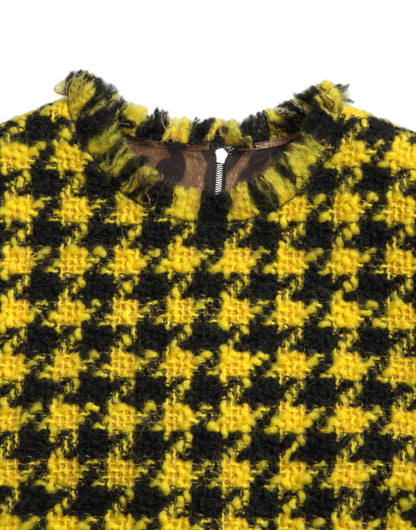 Houndstooth Knitted Chic Yellow Mini Skirt