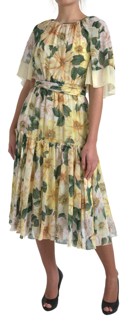 Elegant Silk Floral Maxi Dress