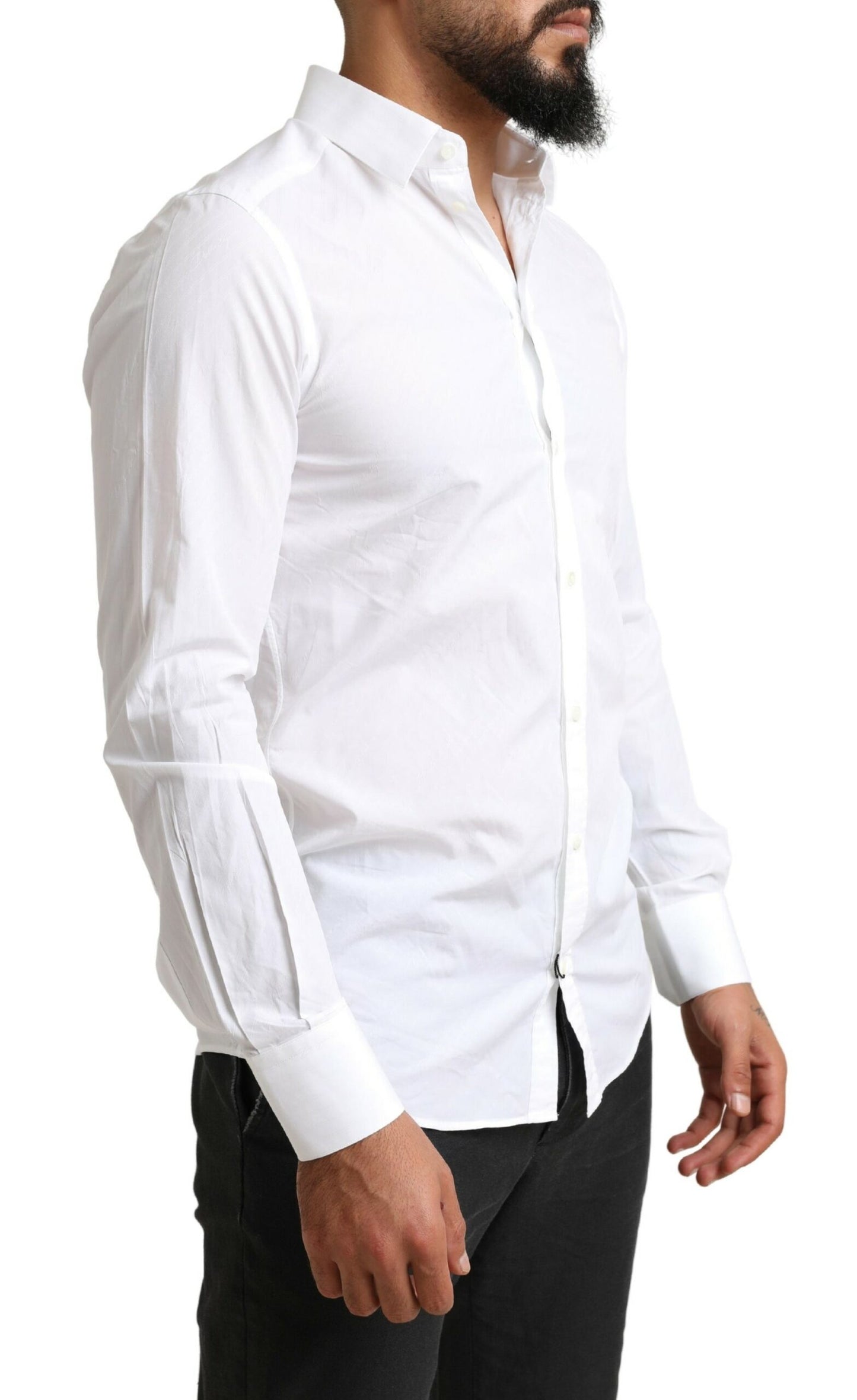 Elegant White Cotton Martini Dress Shirt