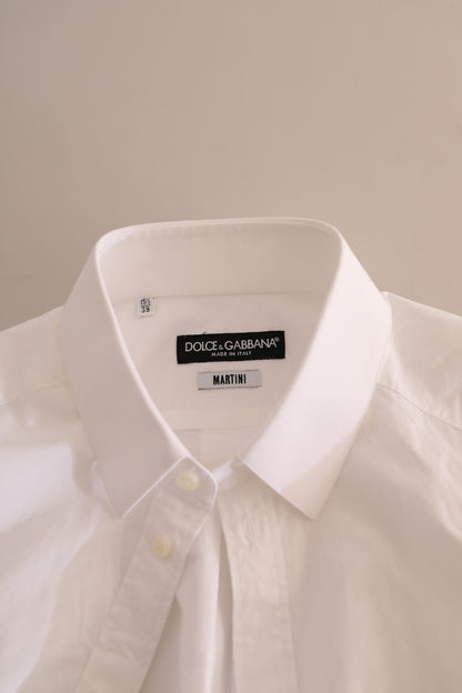 Elegant White Cotton Martini Dress Shirt