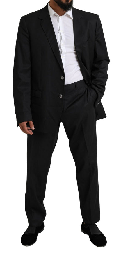 Elegant Black Virgin Wool Martini Suit