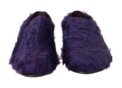Plush Purple Sheep Fur Loafers