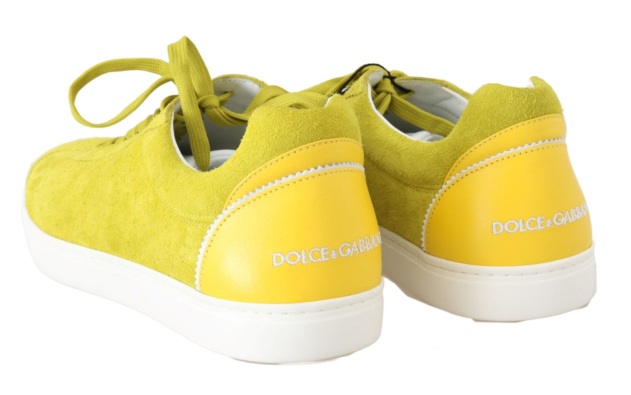 Yellow Leather Mens Casual Sneakers