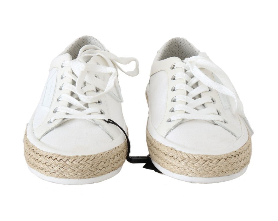 White Leather Cotton Sneakers