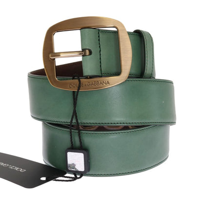 Green Leather Gold Buckle Belt
