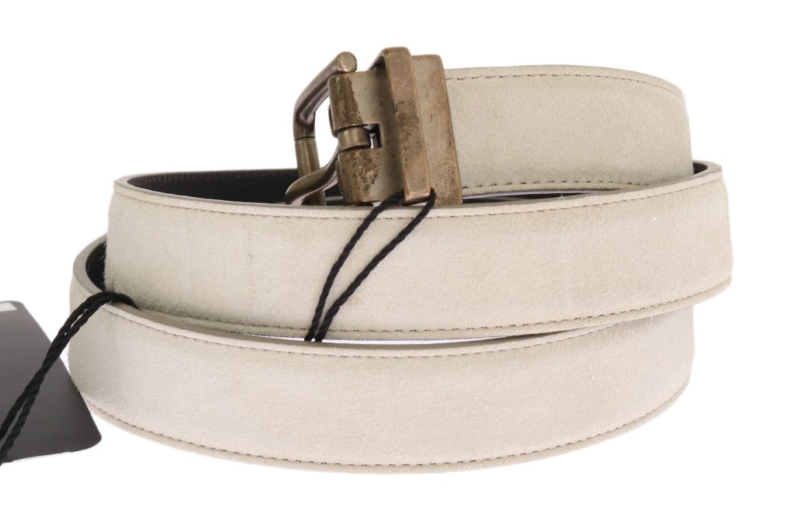 White Leather Gold Buckle Belt