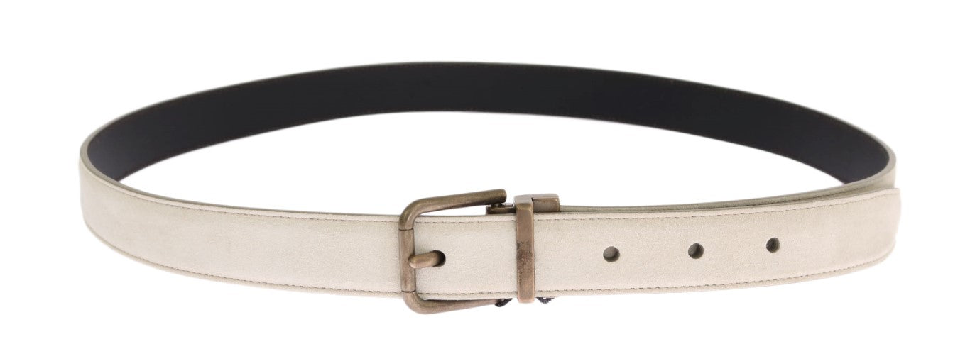 White Leather Gold Buckle Belt