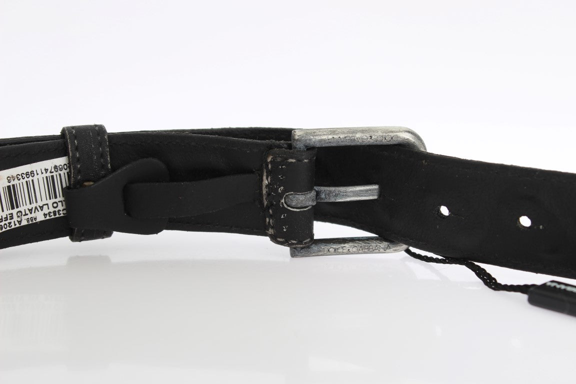 Black Leather Silver Buckle Belt