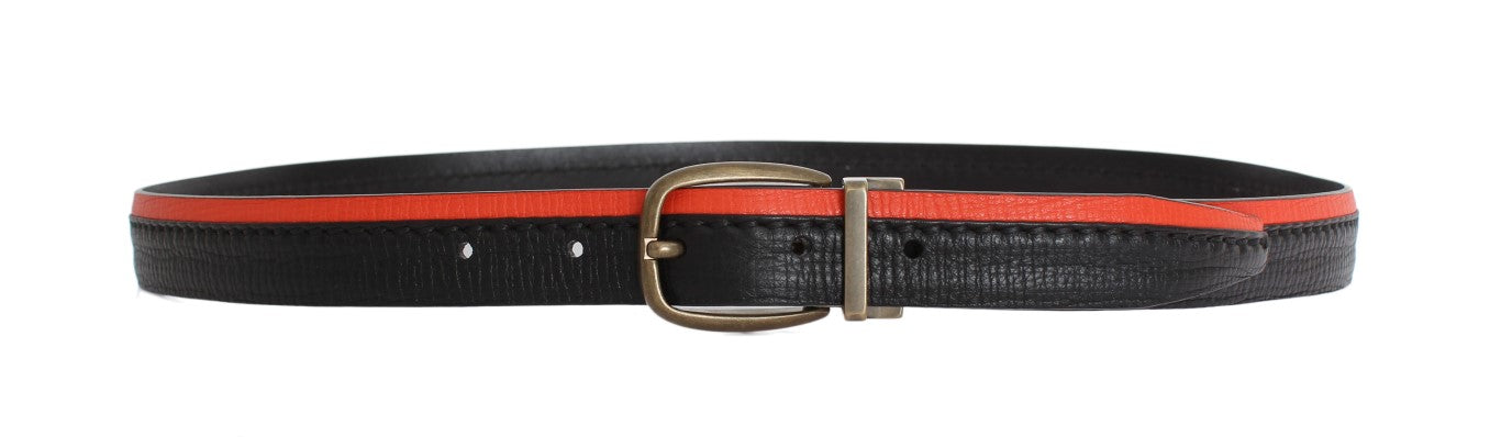 Black Orange Leather Belt