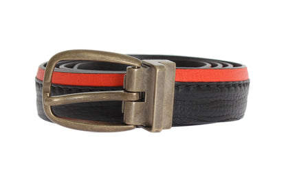 Black Orange Leather Belt