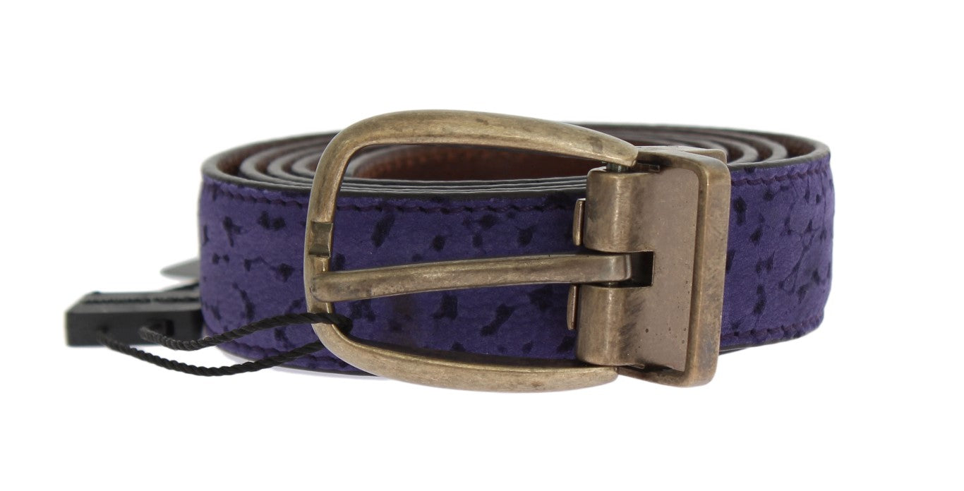Purple Leather Gold Buckle Belt