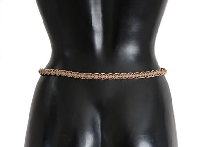 Beige Leather Gold Chain Belt