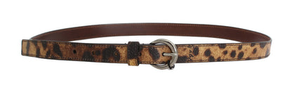 Brown Leopard Silver Buckle Belt