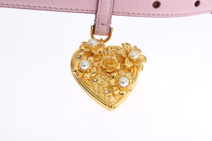 Pink Leather Gold Heart MAMMA Belt