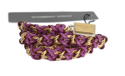 Purple Leather Crystal Gold Belt