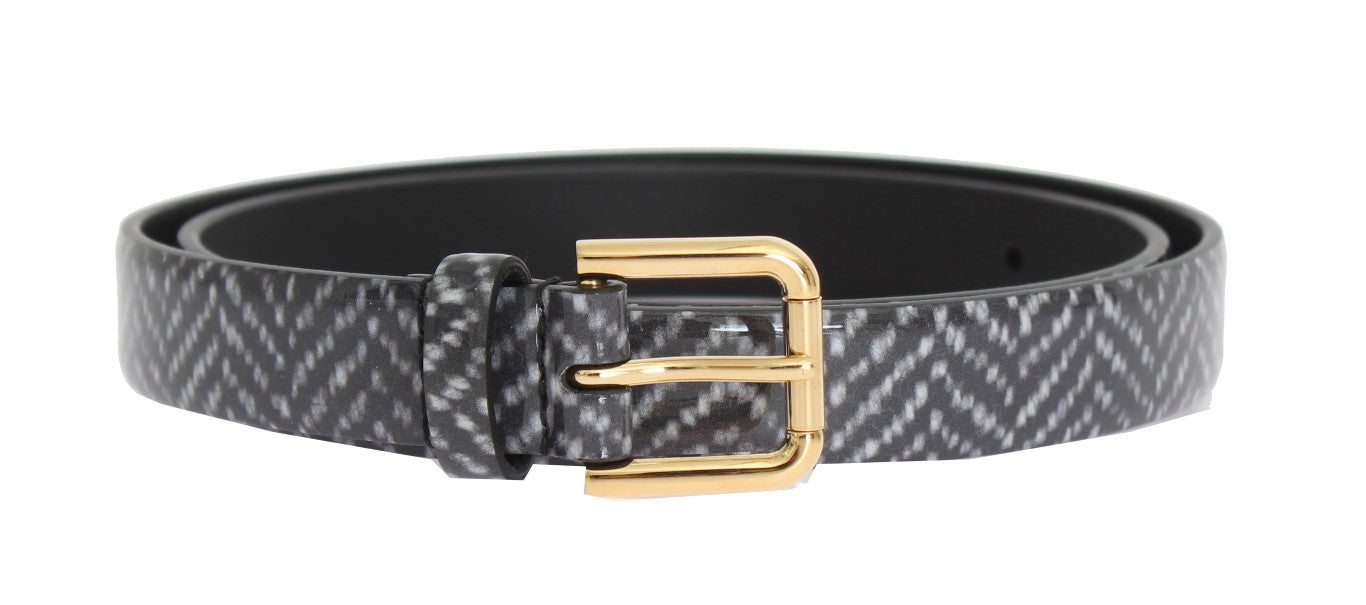 Gray Leather Gold Buckle Belt