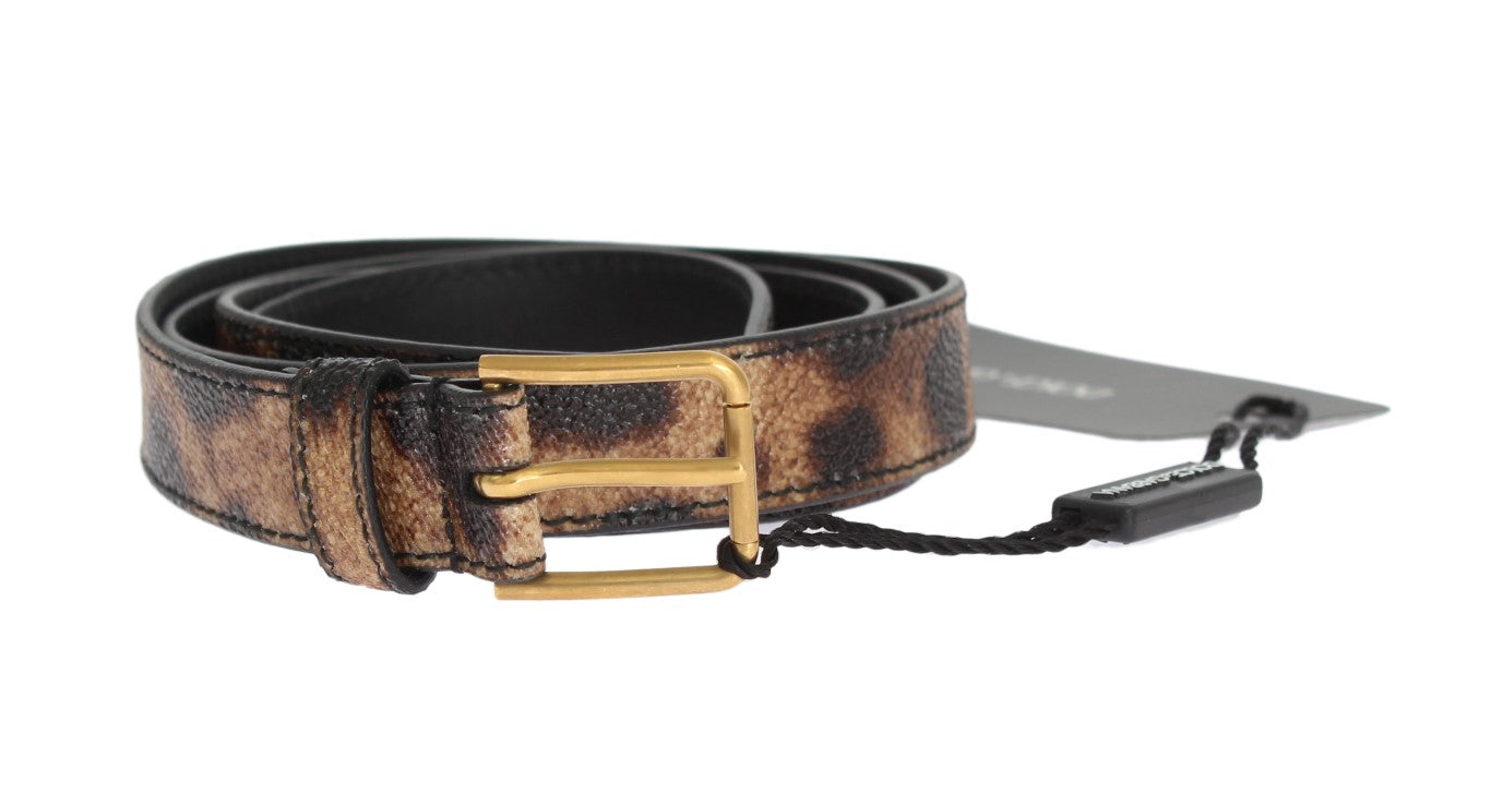 Dolce & Gabbana Brown Leopard Gold Buckle Belt