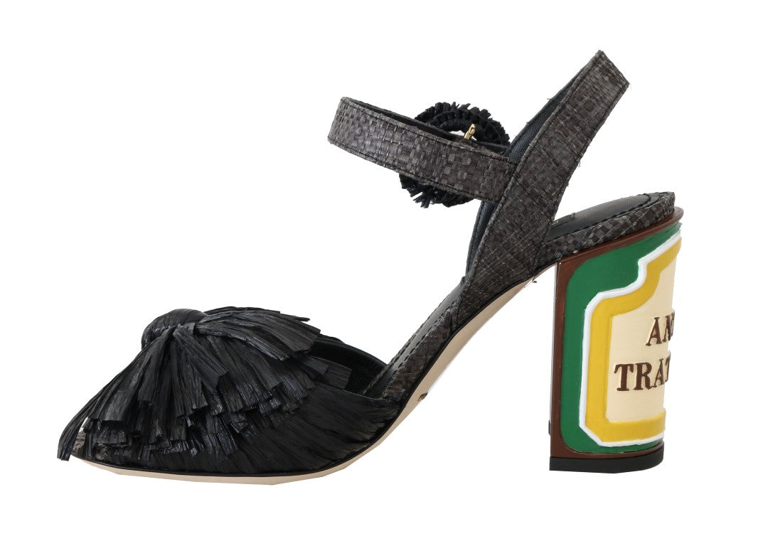 Dolce & Gabbana Black Antica Trattoria Sandals