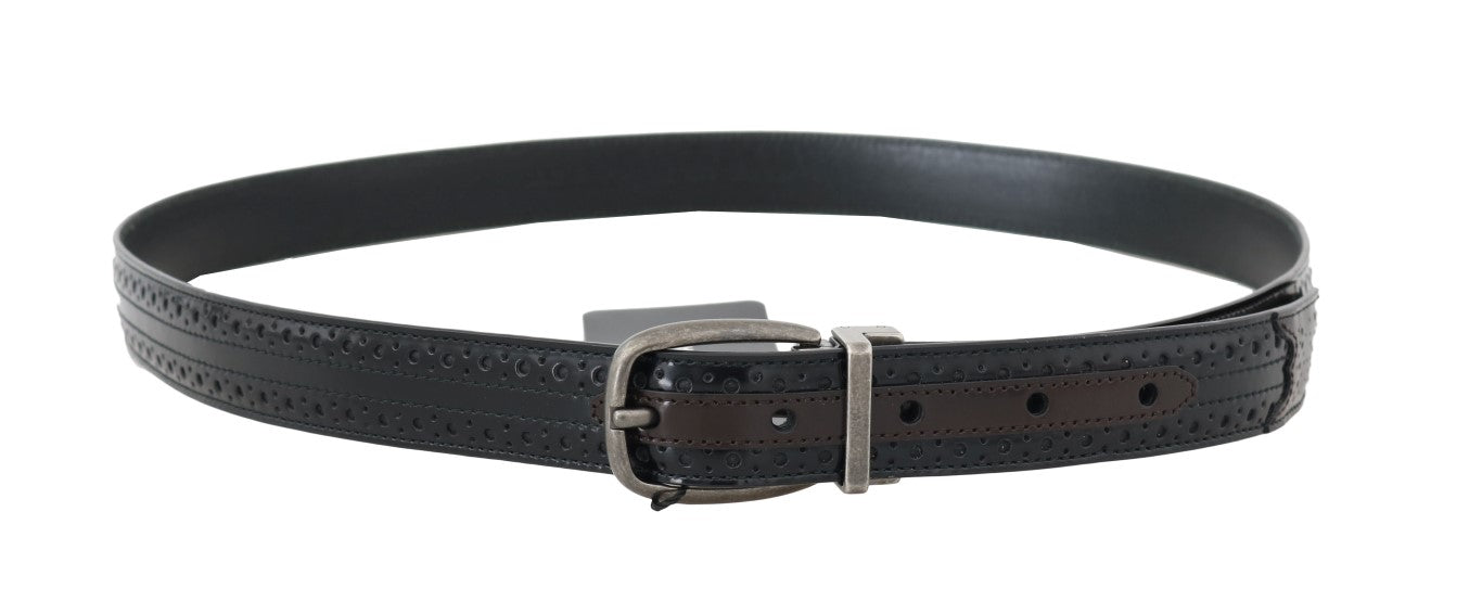 Black Brown Perforated Leather Belt