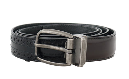 Black Brown Perforated Leather Belt