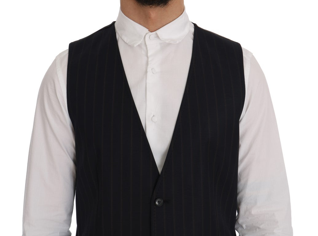 Elegant Striped Wool Blend Vest Waistcoat