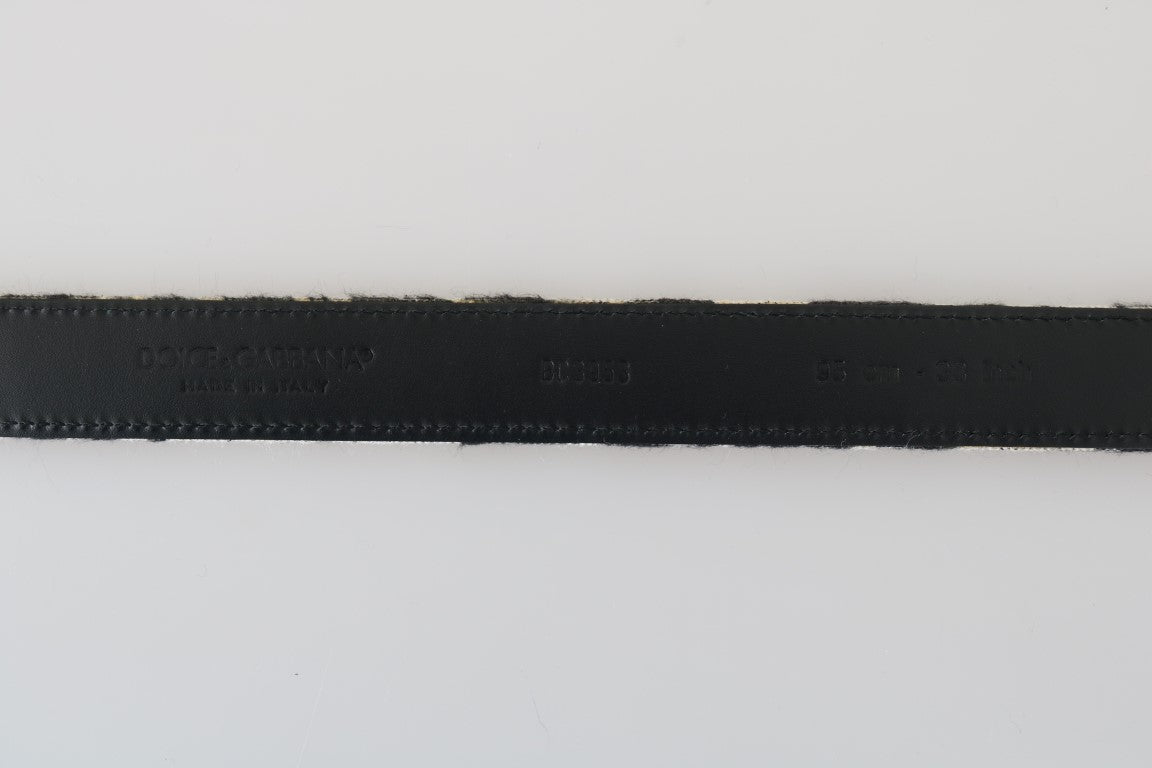 Black White Pattern Cotton Leather Belt