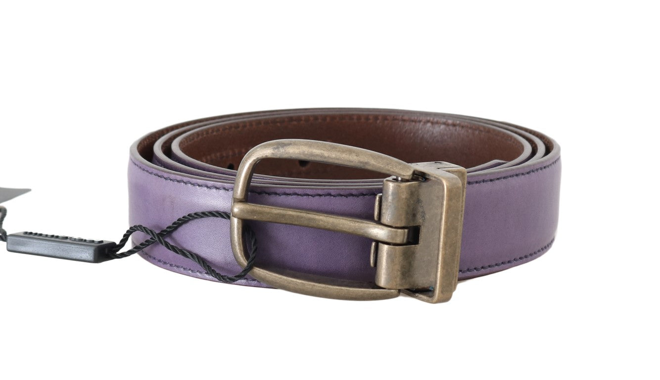 Purple Shiny Leather Gold Buckle Belt