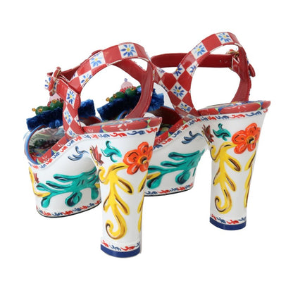 Multicolor Handpainted Crystal Sandals Majolica Shoes