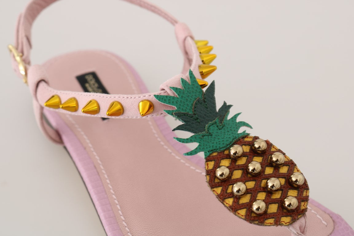 Pink Suede Pineapple Flip Flops