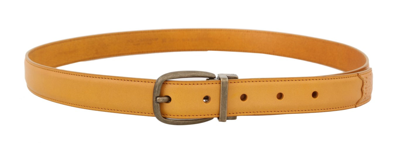 Yellow Leather Gold Buckle Belt