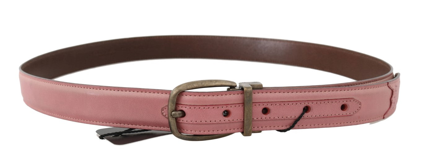Pink Shiny Leather Gold Vintage Buckle Belt