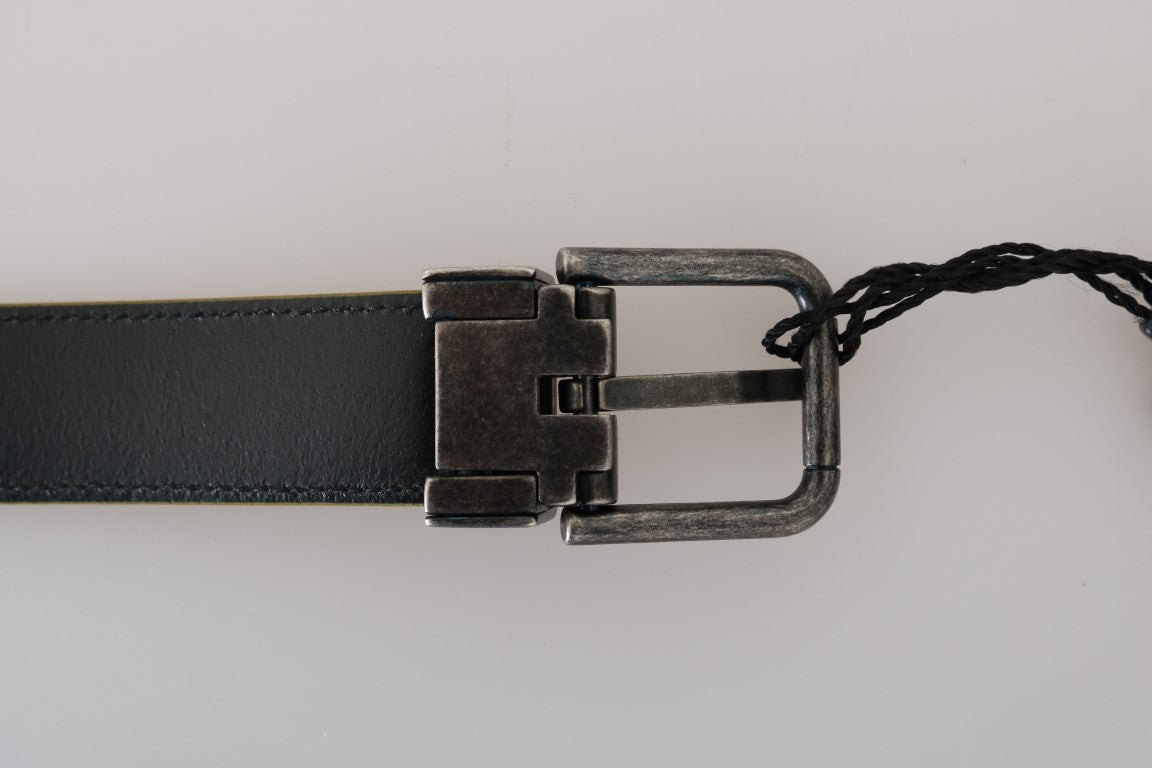 Yellow Gold Leather Gray Vintage Buckle Belt