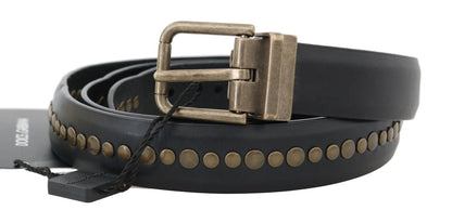 Black Leather Studded Belt