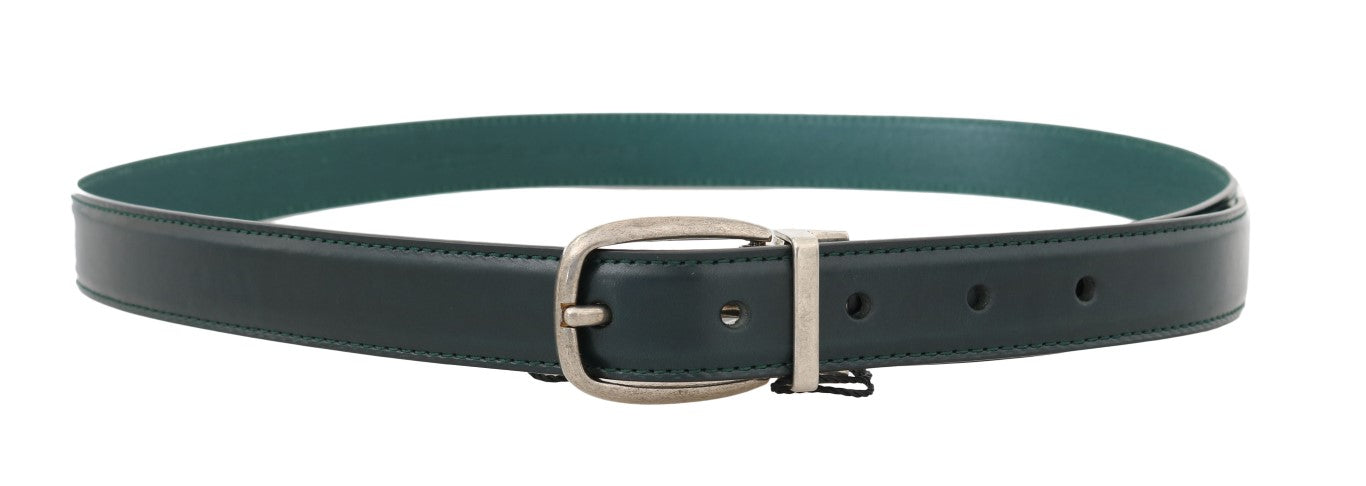Green Leather Silver Buckle Belt
