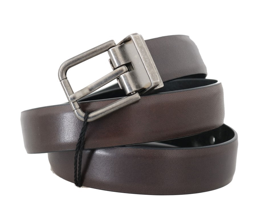 Brown Leather Gray Buckle Belt