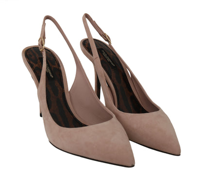Pink Suede Leather Slingbacks