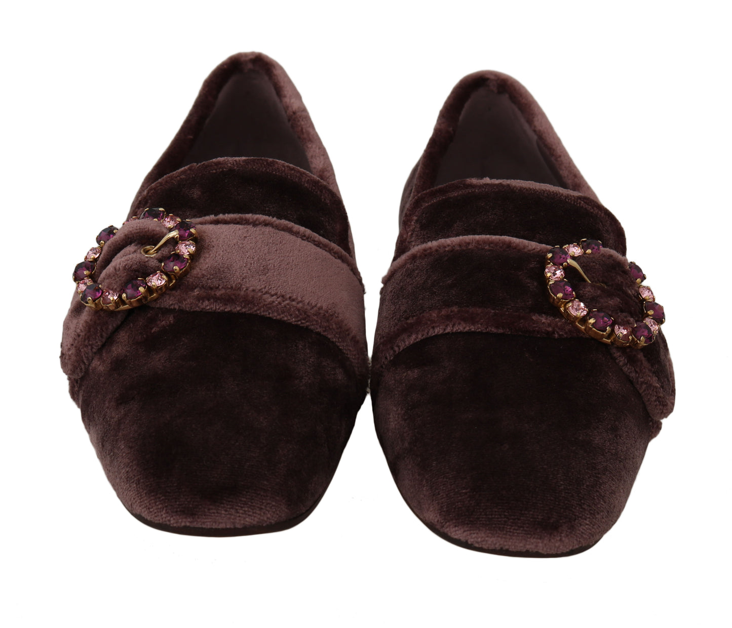 Purple  Velvet Pink Crystal Loafers