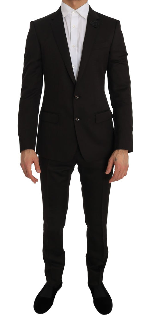 Elegant Brown Jacquard Martini Suit