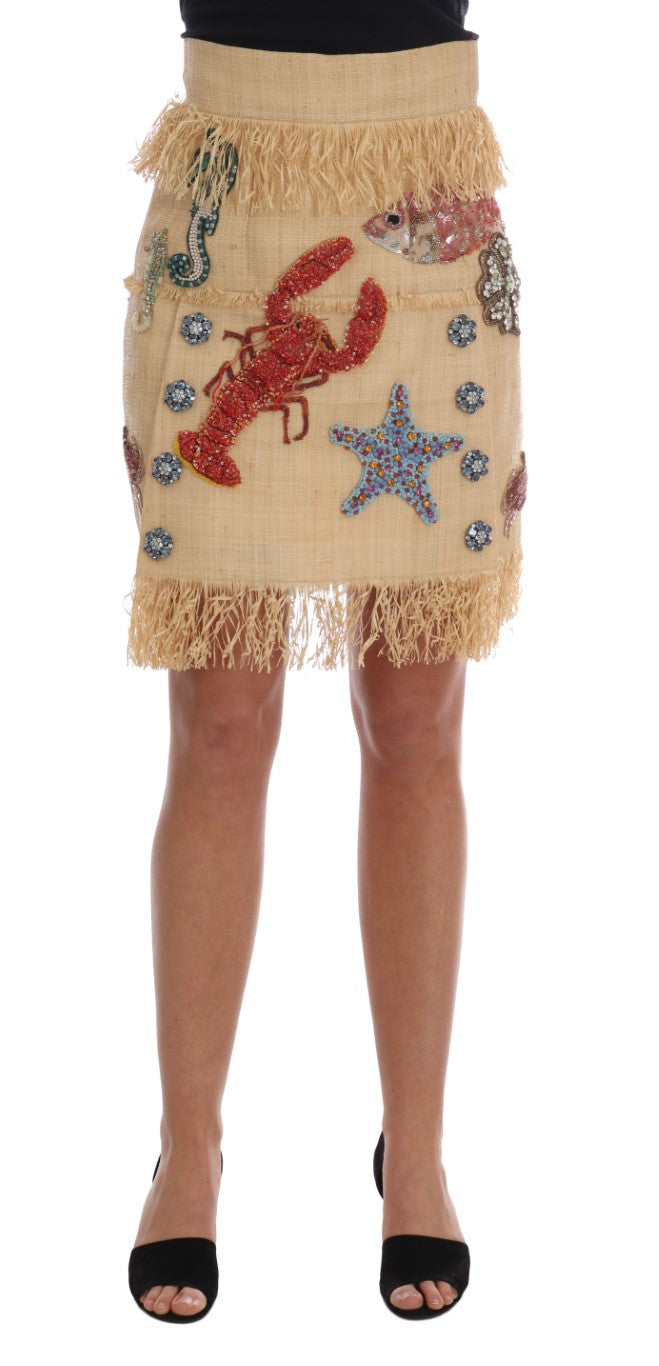 Crystal Beige Palm Fiber Skirt
