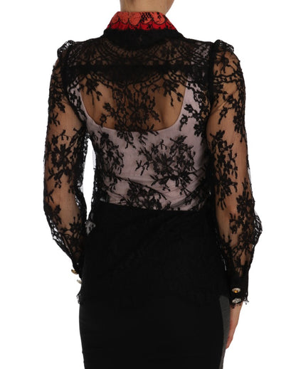 Black Lace Crystal SPACE Shirt