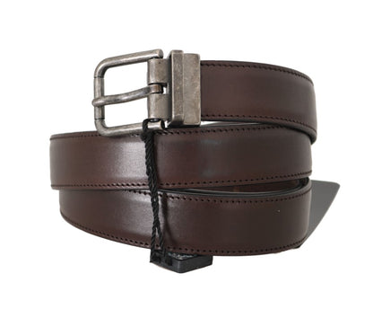 Brown Leather Gray Buckle Mens Belt