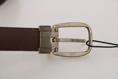 Brown Leather Gray Detachable Buckle Belt