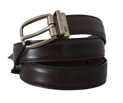 Brown Leather Gray Detachable Buckle Belt